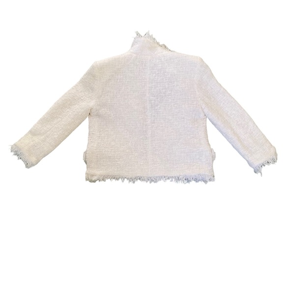 Millie for 5F Bergdorf Goodman white fringe edge blazer, size 2 - Picture 2 of 6